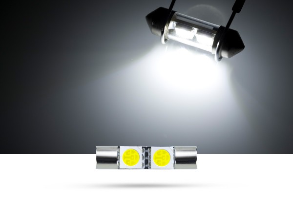 28mm 2x3-Chip SMD LED Soffitte Innenraumlicht, weiss, SMD LED Soffitten,  weiss, LED Soffitten, Auto Innenraumlicht, LED Auto Innenraumbeleuchtung