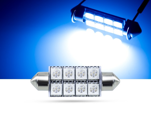 42mm 8x3-Chip SMD LED Soffitte Innenraumlicht, blau, SMD LED Soffitten,  blau, LED Soffitten, Auto Innenraumlicht, LED Auto Innenraumbeleuchtung