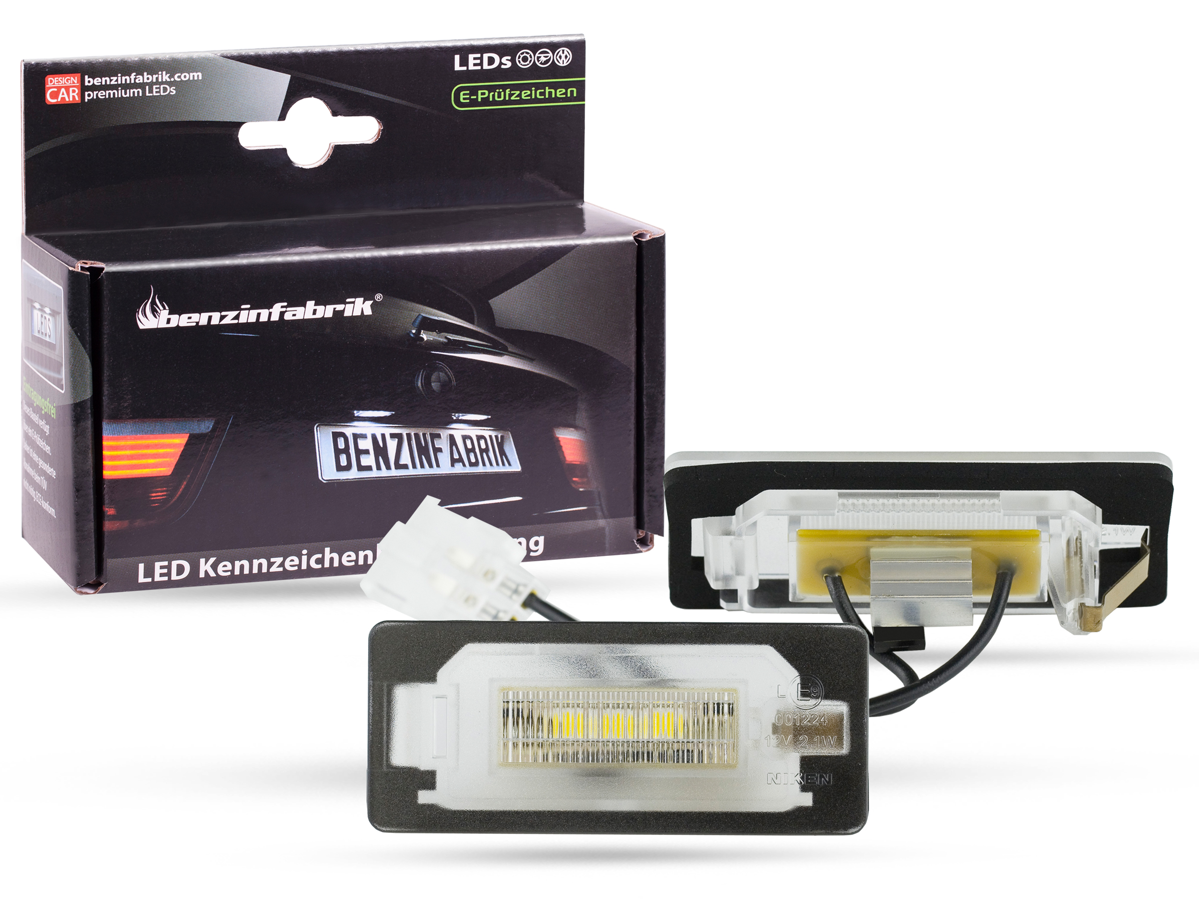 PZD0055, LED Kennzeichenbeleuchtung mit E-Prüfzeichen, Ersatz für SKODA  OCTAVIA II 2, ROOMSTER , LED Nummernschildbeleuchtung, CANBUS Lampe, 2  Stück