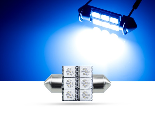 32mm 6x3-Chip SMD LED Soffitte Innenraumlicht, blau, SMD LED Soffitten,  blau, LED Soffitten, Auto Innenraumlicht, LED Auto Innenraumbeleuchtung