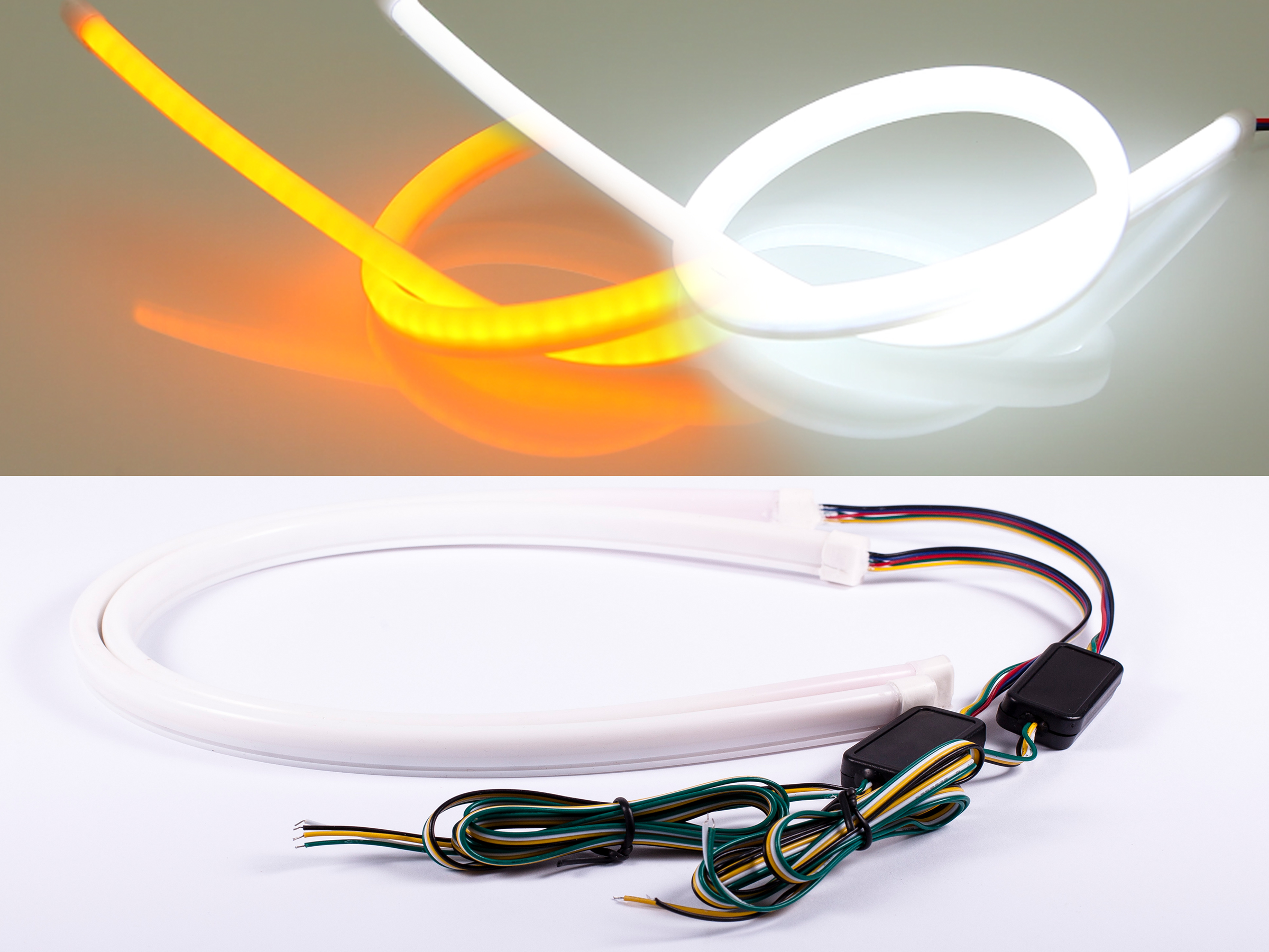 Dynamischer LED Stripe V2.0, 60cm, SMD LEDs, 12V, weiss, orange, LED  Tagfahrlicht Leuchtmittel, LED Tagfahrlicht